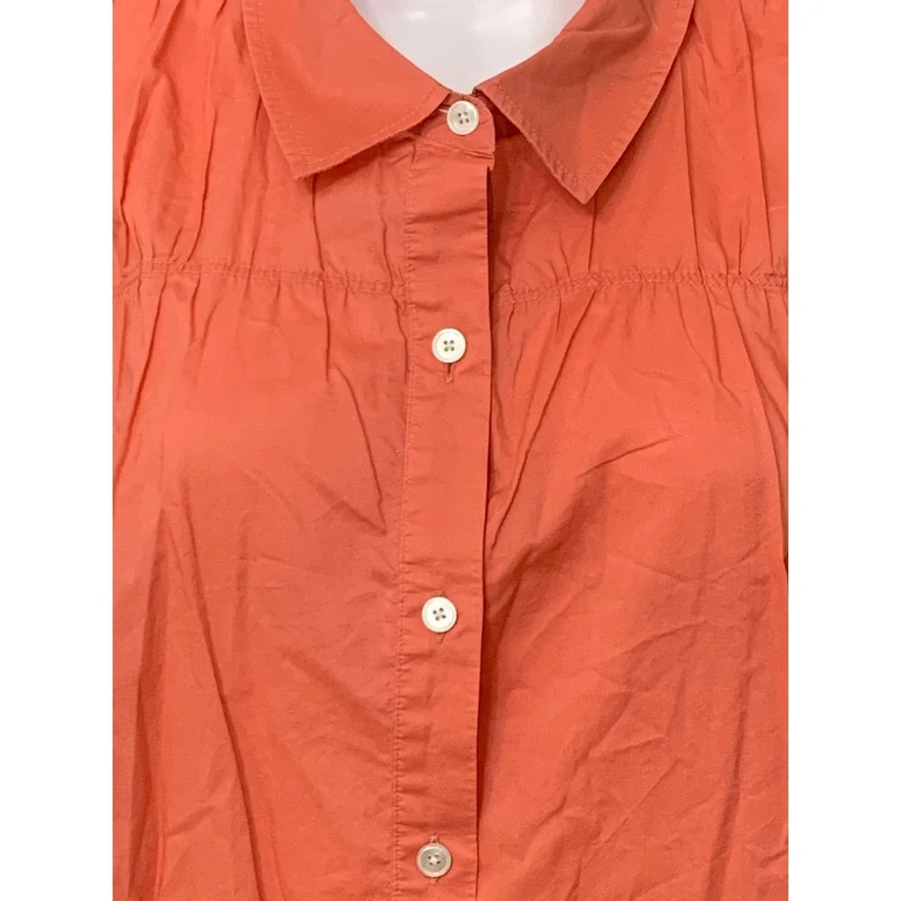 Talbots Woman Coral Pink 100% Cotton Short Sleeve Button Down Shirt 18W